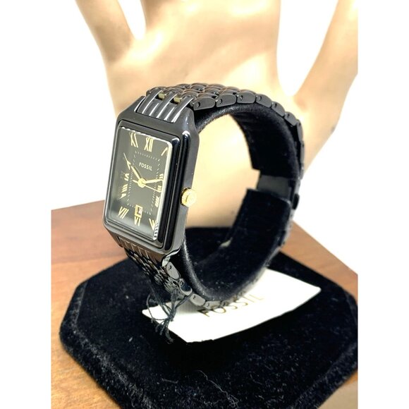 Fossil Women's Watch ES5385 Raquel Quartz Tank Gold Black Stainless Steel 23mm - Picture 2 of 12